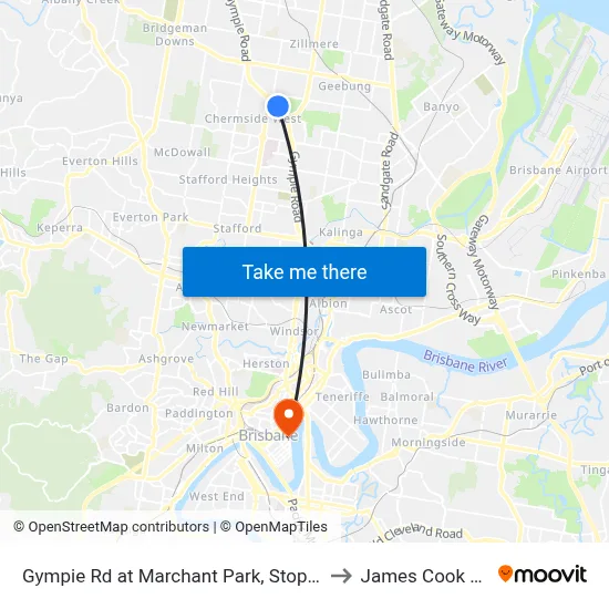 Gympie Rd at Marchant Park, Stop 40 (Temp Closure) to James Cook University map