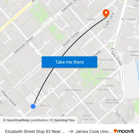 Elizabeth Street Stop 83 Near Albert St to James Cook University map
