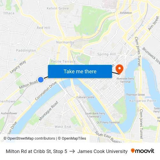 Milton Rd at Cribb St, Stop 5 to James Cook University map