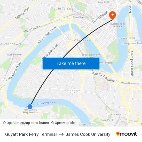 Guyatt Park Ferry Terminal to James Cook University map