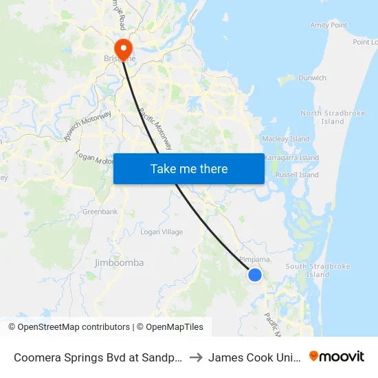 Coomera Springs Bvd at Sandpiper Court to James Cook University map