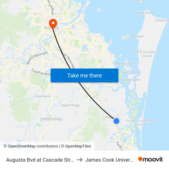 Augusta Bvd at Cascade Street to James Cook University map