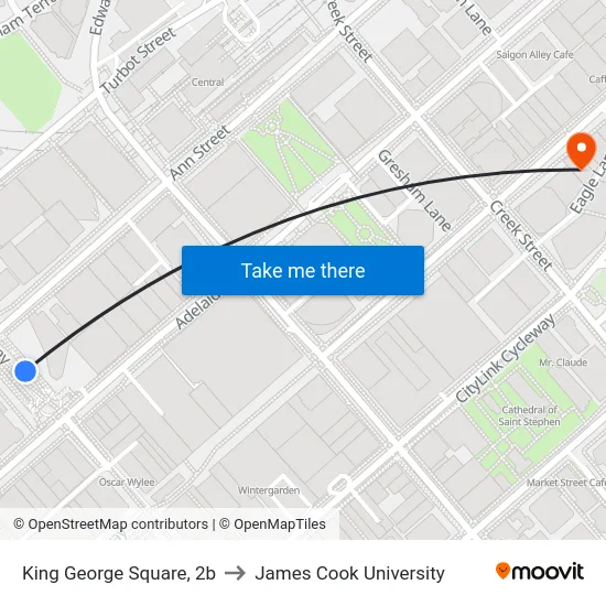 King George Square, 2b to James Cook University map