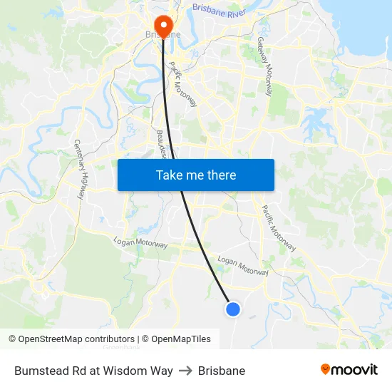 Bumstead Rd at Wisdom Way to Brisbane map