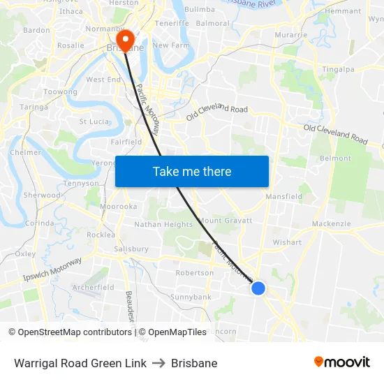 Warrigal Road Green Link to Brisbane map