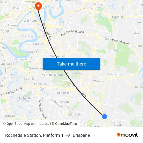 Rochedale Station, Platform 1 to Brisbane map