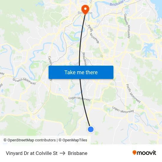Vinyard Dr at Colville St to Brisbane map
