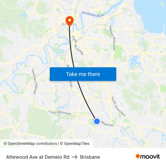 Attewood Ave at Demeio Rd to Brisbane map