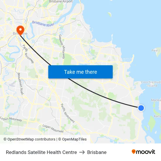Redlands Satellite Health Centre to Brisbane map