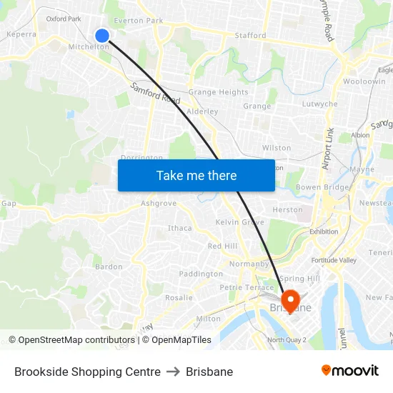 Brookside Shopping Centre to Brisbane map