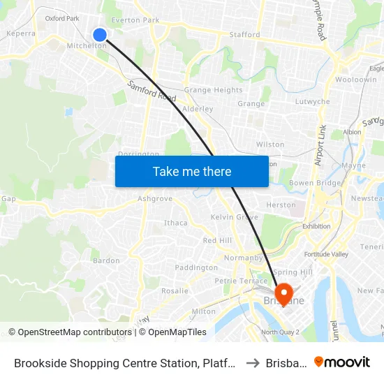 Brookside Shopping Centre Station, Platform B to Brisbane map