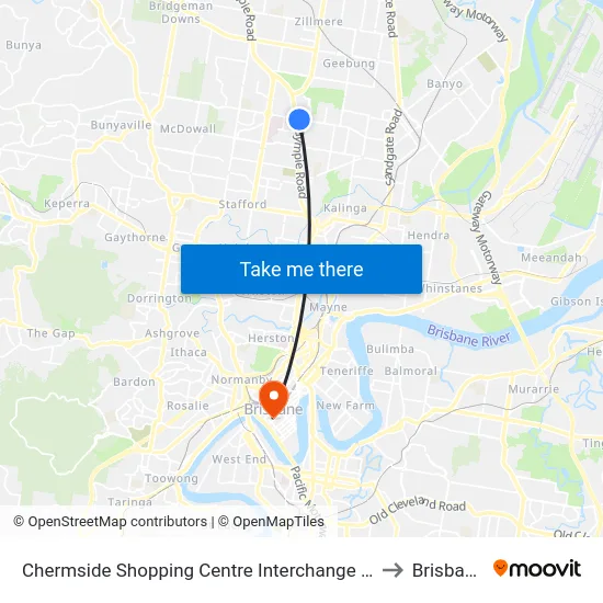 Chermside Shopping Centre Interchange H to Brisbane map