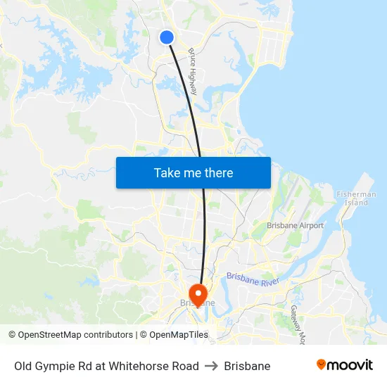 Old Gympie Rd at Whitehorse Road to Brisbane map