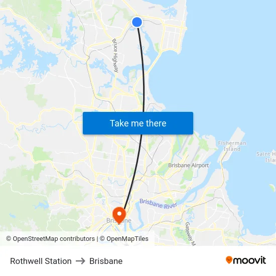 Rothwell Station to Brisbane map