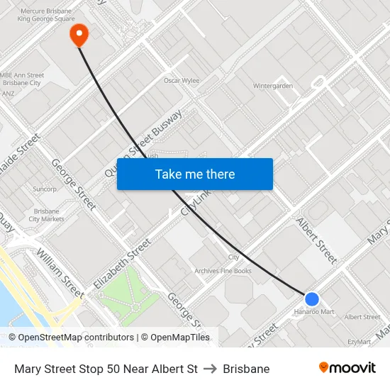 Mary Street Stop 50 Near Albert St to Brisbane map