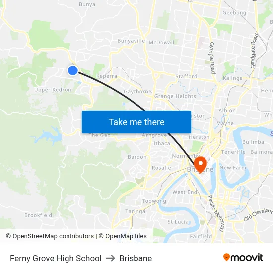 Ferny Grove High School to Brisbane map