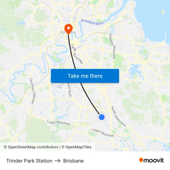 Trinder Park Station to Brisbane map