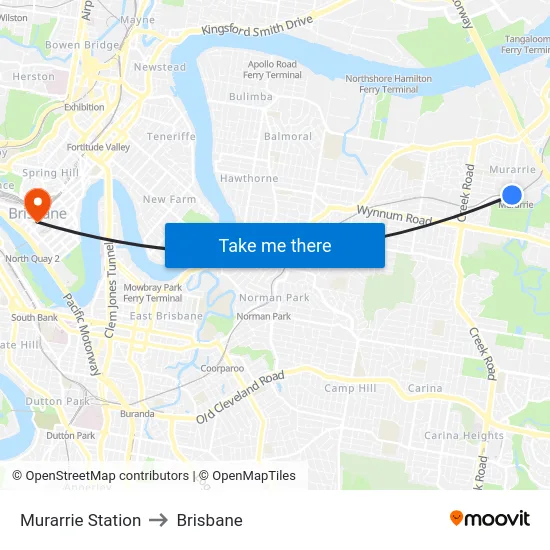 Murarrie Station to Brisbane map