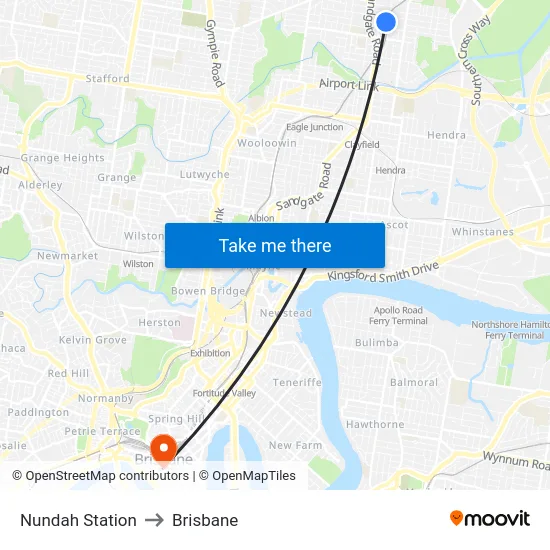 Nundah Station to Brisbane map