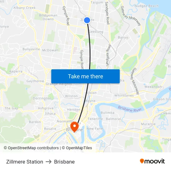 Zillmere Station to Brisbane map