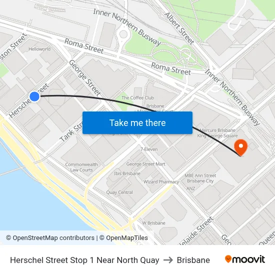 Herschel Street Stop 1 Near North Quay to Brisbane map