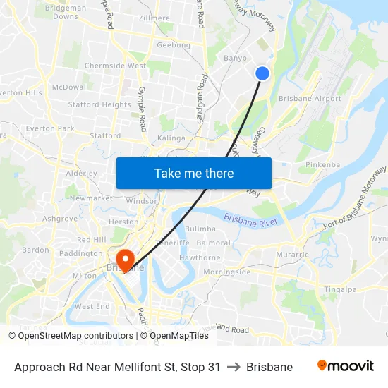Approach Rd Near Mellifont St, Stop 31 to Brisbane map