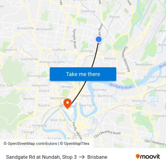 Sandgate Rd at Nundah, Stop 3 to Brisbane map