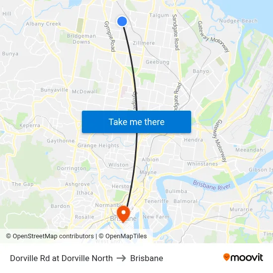Dorville Rd at Dorville North to Brisbane map