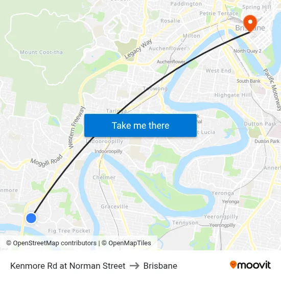 Kenmore Rd at Norman Street to Brisbane map