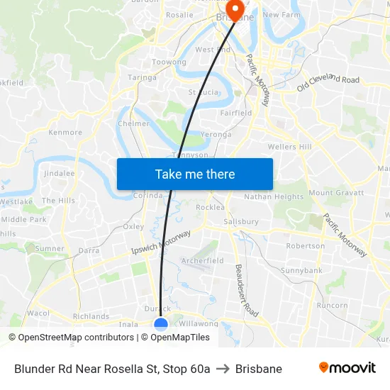 Blunder Rd Near Rosella St, Stop 60a to Brisbane map