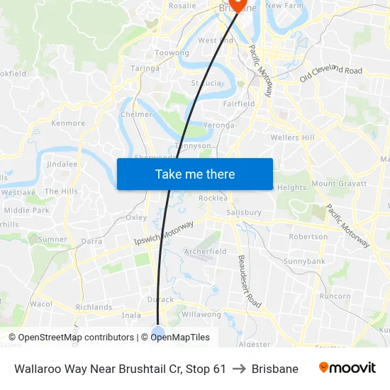 Wallaroo Way Near Brushtail Cr, Stop 61 to Brisbane map