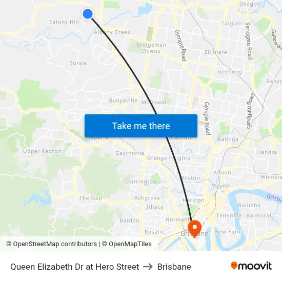 Queen Elizabeth Dr at Hero Street to Brisbane map
