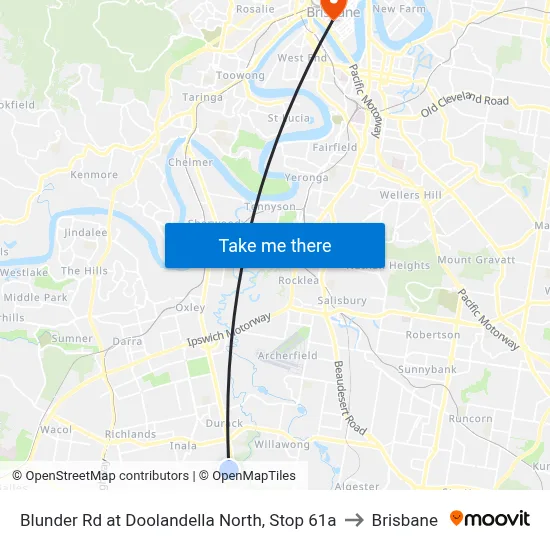 Blunder Rd at Doolandella North, Stop 61a to Brisbane map