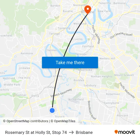 Rosemary St at Holly St, Stop 74 to Brisbane map