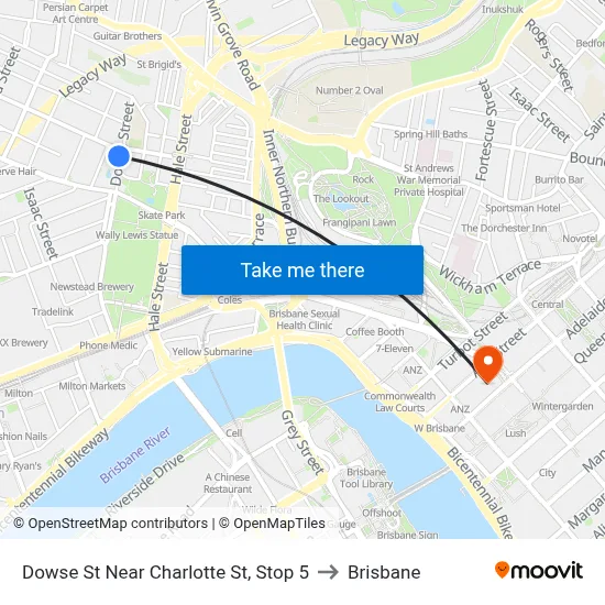 Dowse St Near Charlotte St, Stop 5 to Brisbane map