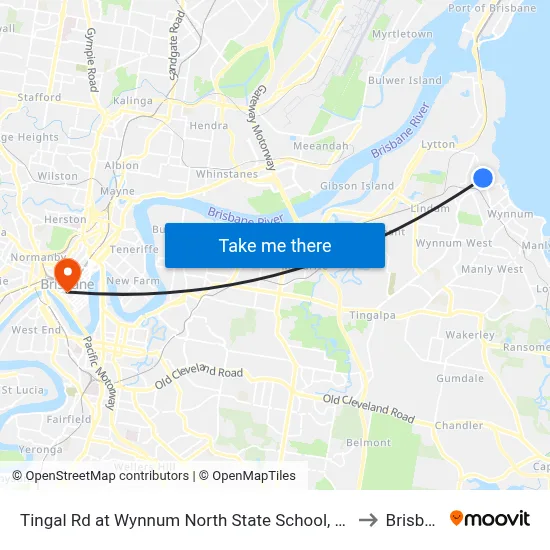 Tingal Rd at Wynnum North State School, Stop 10/5 to Brisbane map