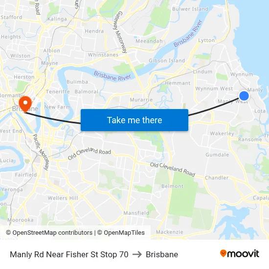 Manly Rd Near Fisher St Stop 70 to Brisbane map