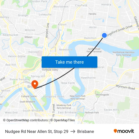 Nudgee Rd Near Allen St, Stop 29 to Brisbane map