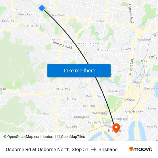 Osborne Rd at Osborne North, Stop 51 to Brisbane map