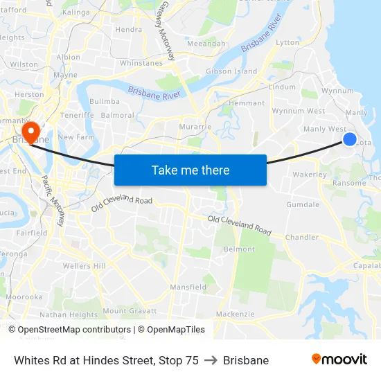 Whites Rd at Hindes Street, Stop 75 to Brisbane map