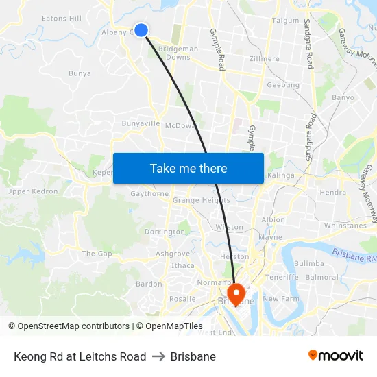 Keong Rd at Leitchs Road to Brisbane map