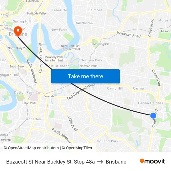 Buzacott St Near Buckley St, Stop 48a to Brisbane map