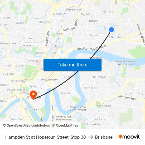 Hampden St at Hopetoun Street, Stop 30 to Brisbane map