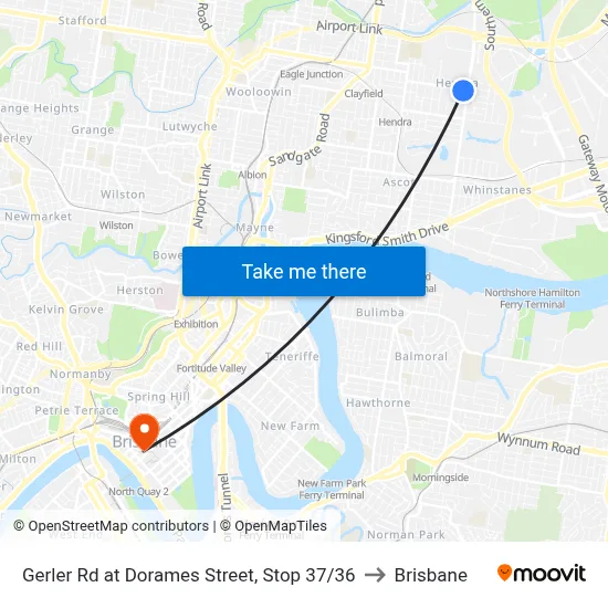 Gerler Rd at Dorames Street, Stop 37/36 to Brisbane map
