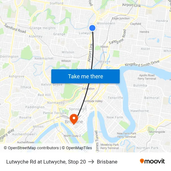 Lutwyche Rd at Lutwyche, Stop 20 to Brisbane map