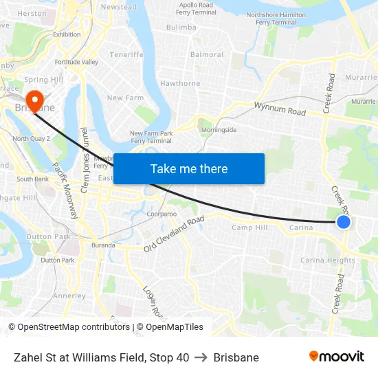 Zahel St at Williams Field, Stop 40 to Brisbane map