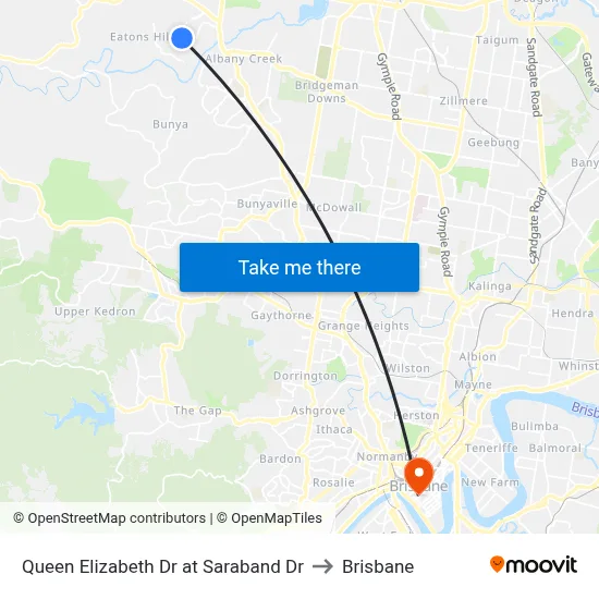 Queen Elizabeth Dr at Saraband Dr to Brisbane map