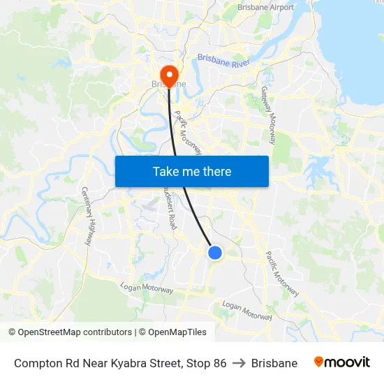 Compton Rd Near Kyabra Street, Stop 86 to Brisbane map
