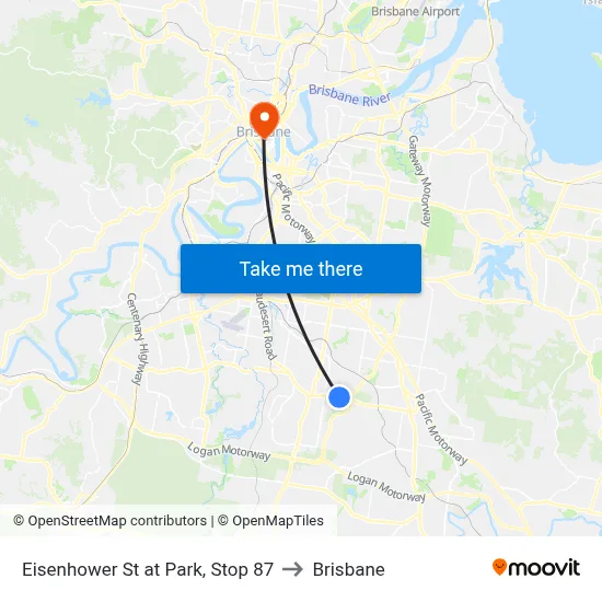 Eisenhower St at Park, Stop 87 to Brisbane map