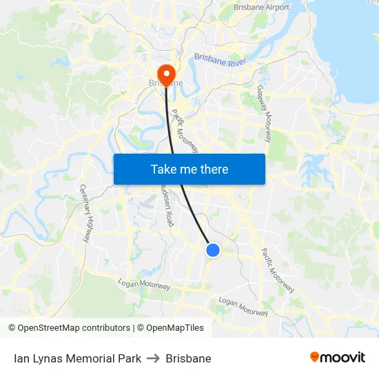 Ian Lynas Memorial Park to Brisbane map